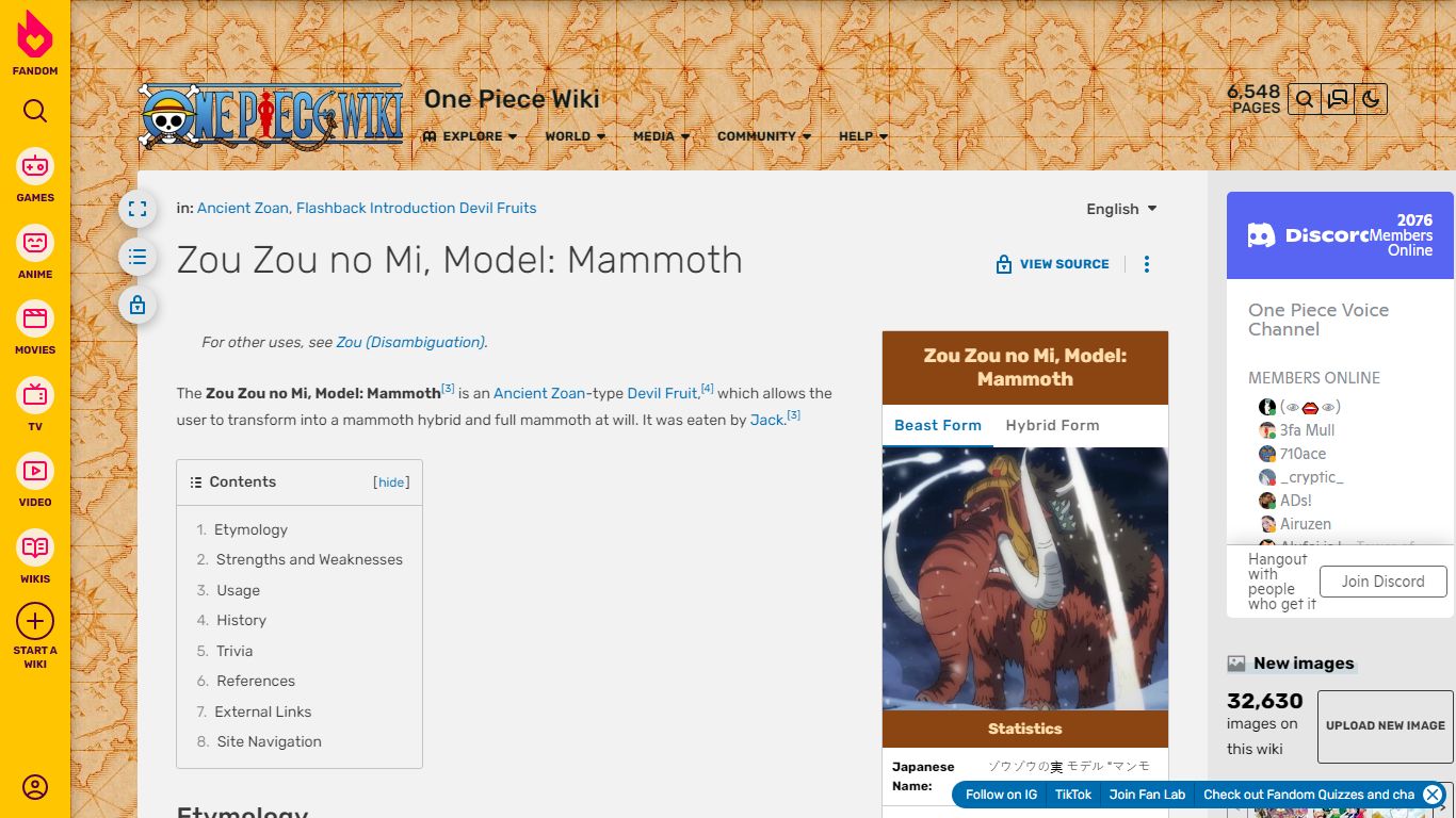 Zou Zou no Mi, Model: Mammoth | One Piece Wiki | Fandom